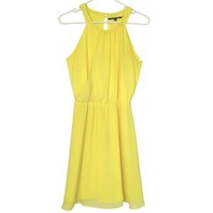 Gianni Bini Yellow Sleeveless High Neck Halter Dress
